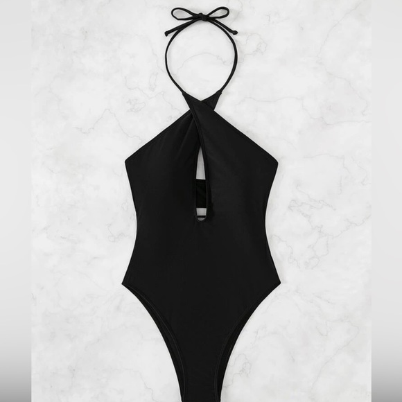 Solid Halter One Piece - Picture 2 of 4